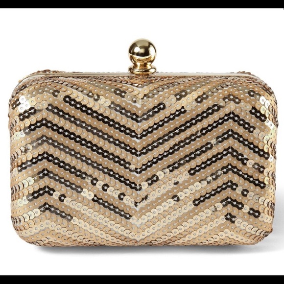 white house black market sequin gold Box bag